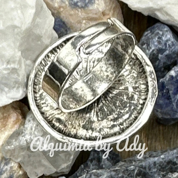 Silver maxi Big engraved full finger chunky mandala wide ring band - Picture 2 of 5